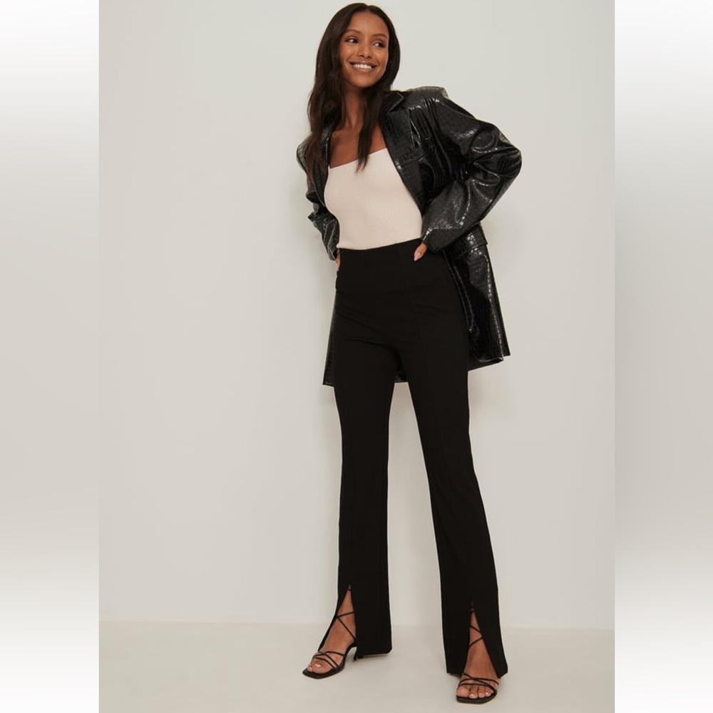 NWT NA-KD Front Slit Black Jersey Pants Size XXL (US 14)